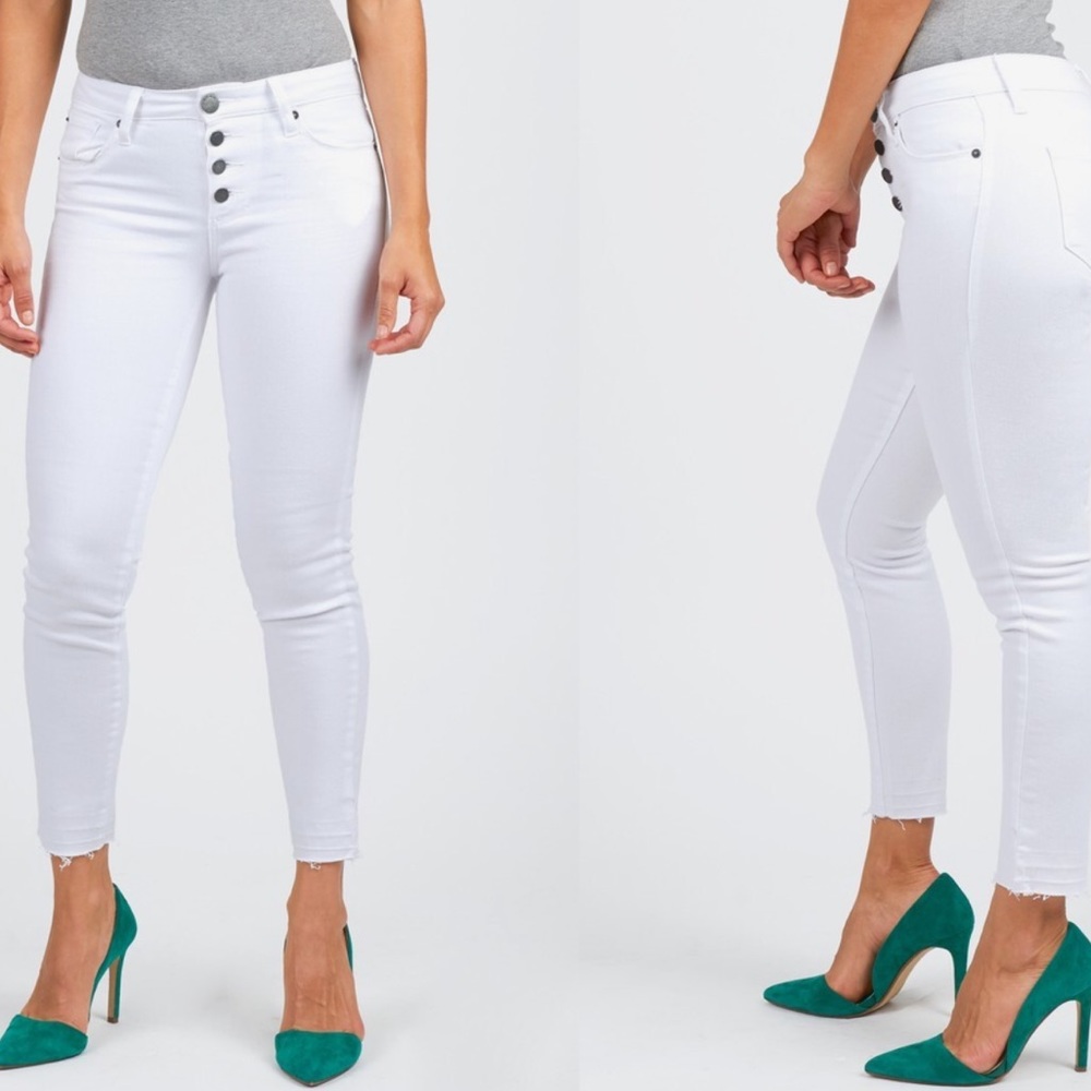 STS Blue Mid Rise Button Front Skinny Jeans